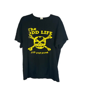 The Odd Life SD Pop Punk T-Shirt Sz L Punk Rock Heart Skull Distressed Black